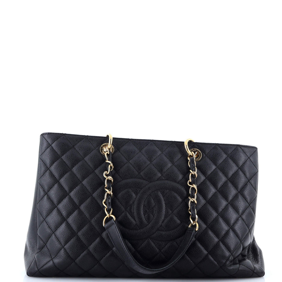 Grand Shopping Tote Quilted Caviar XL
