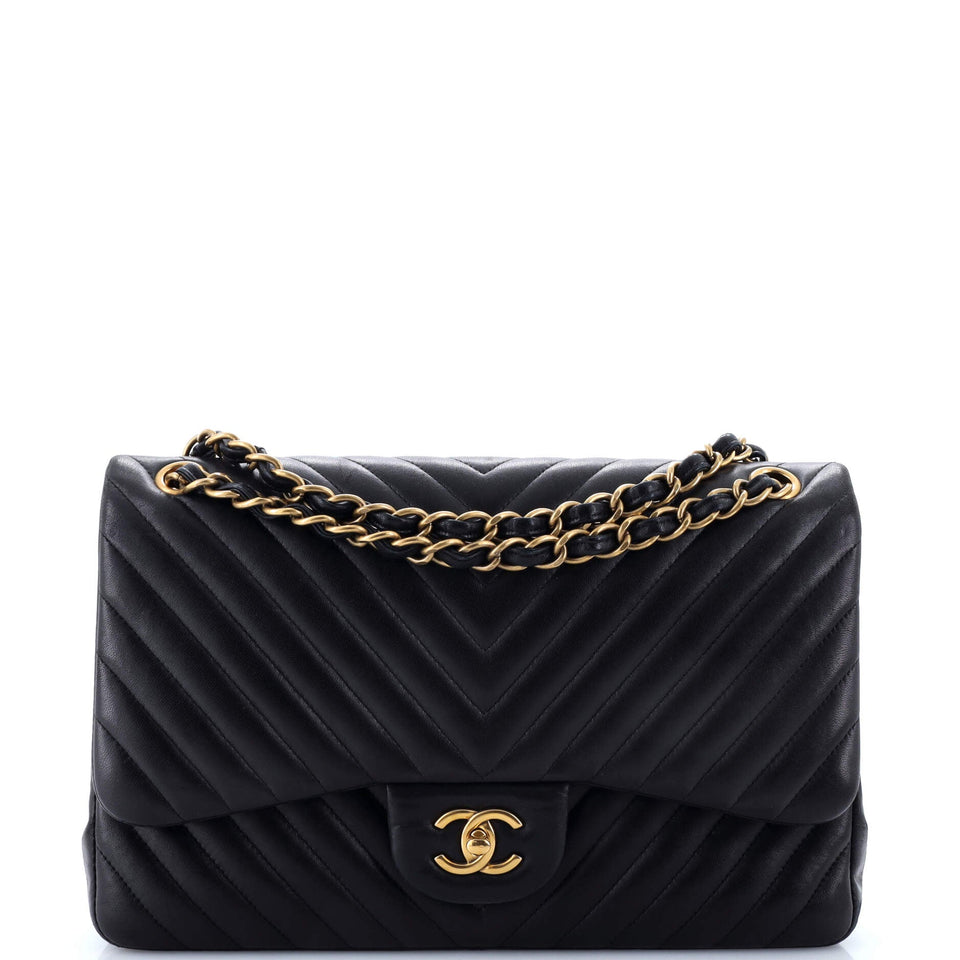 Classic Double Flap Bag Chevron Lambskin Jumbo