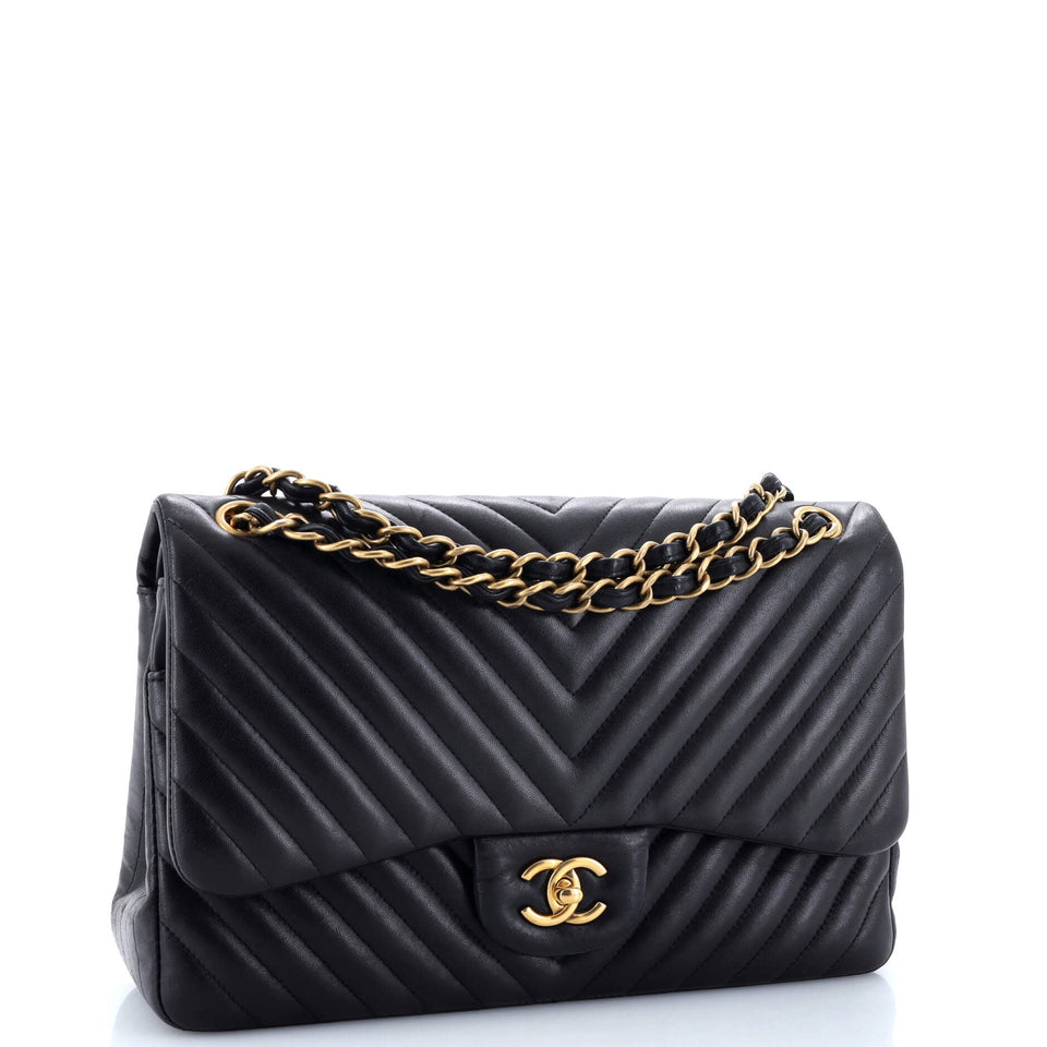Classic Double Flap Bag Chevron Lambskin Jumbo