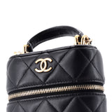 Classic Vanity Top Handle Phone Holder with Chain Quilted Lambskin