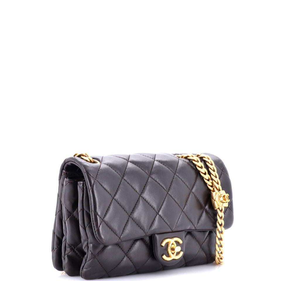 All Slide Long Flap Bag Quilted Lambskin Small