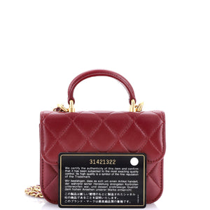 Top Handle Flap Coin Purse with Chain Quilted Lambskin