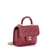 Top Handle Flap Coin Purse with Chain Quilted Lambskin