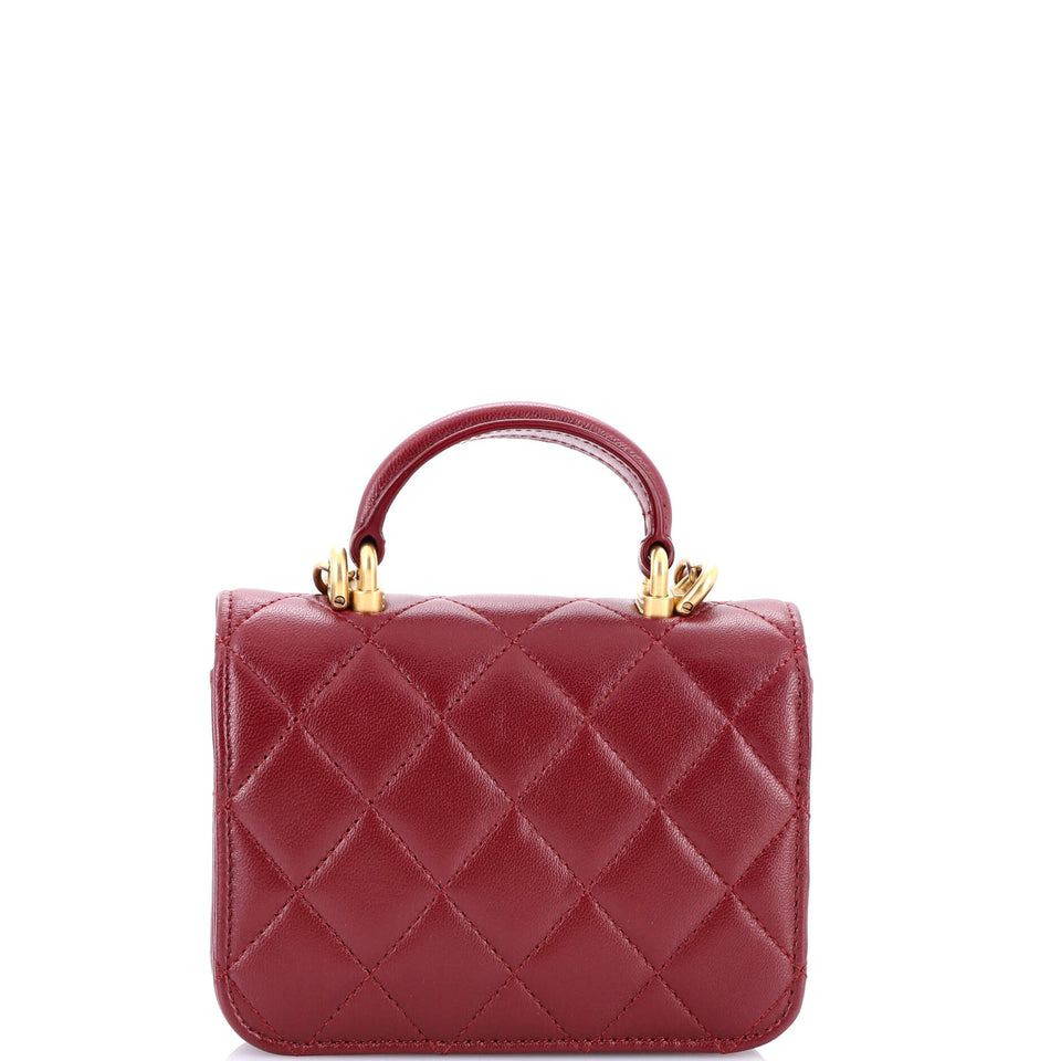 Top Handle Flap Coin Purse with Chain Quilted Lambskin