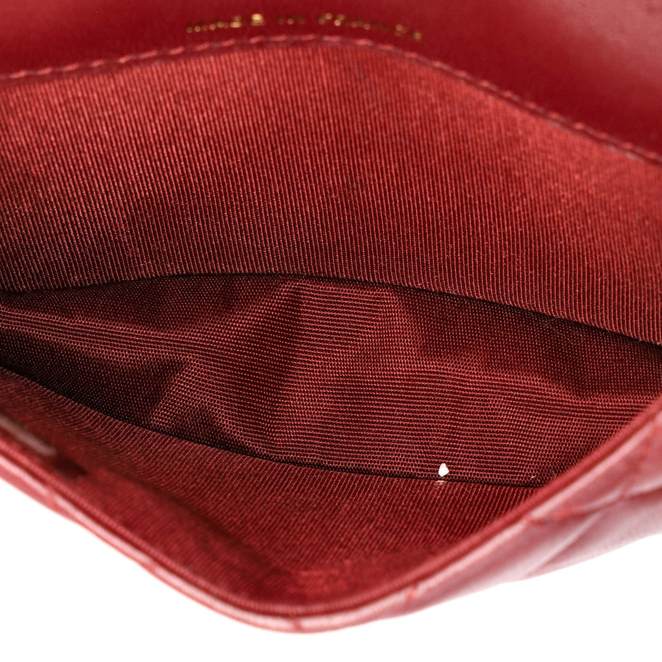 Top Handle Flap Coin Purse with Chain Quilted Lambskin