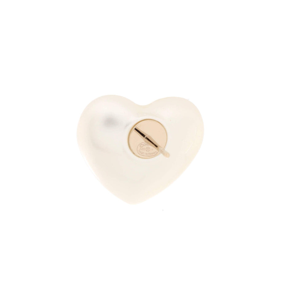 CC Heart Stud Earrings Resin with Metal and Crystals