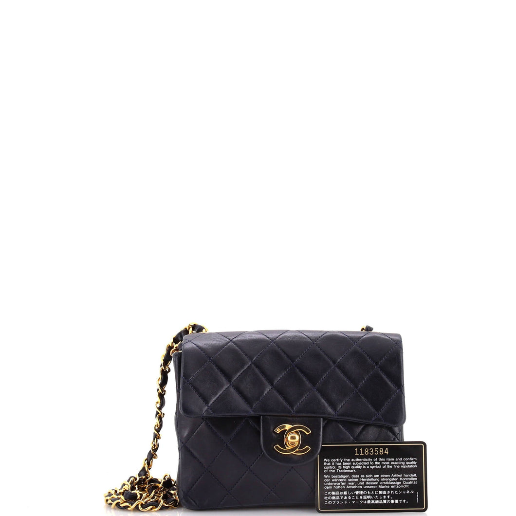 Vintage Square Classic Single Flap Bag Quilted Lambskin Mini