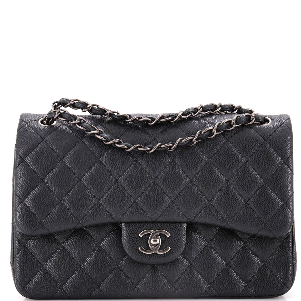 Classic Double Flap Bag Quilted Caviar Jumbo