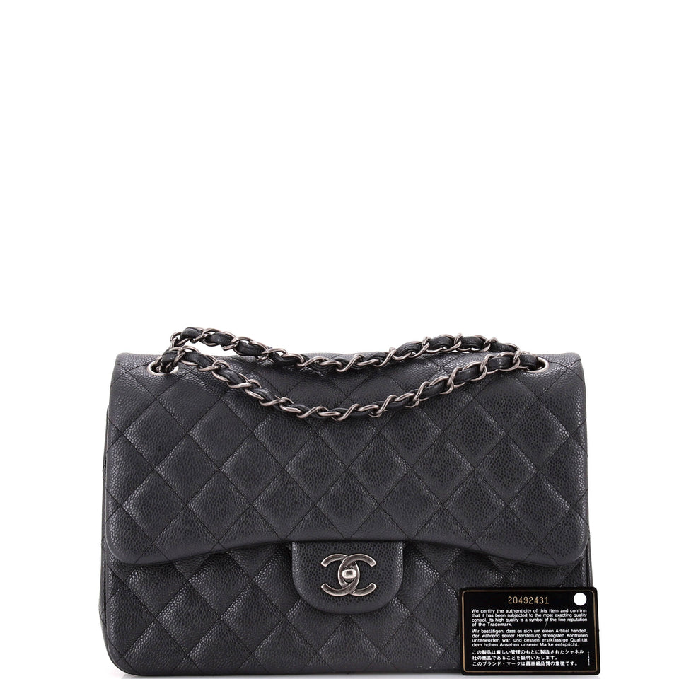 Classic Double Flap Bag Quilted Caviar Jumbo