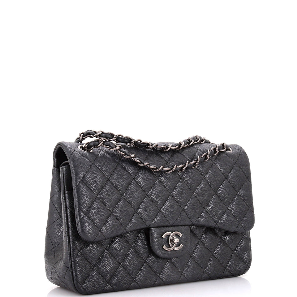 Classic Double Flap Bag Quilted Caviar Jumbo