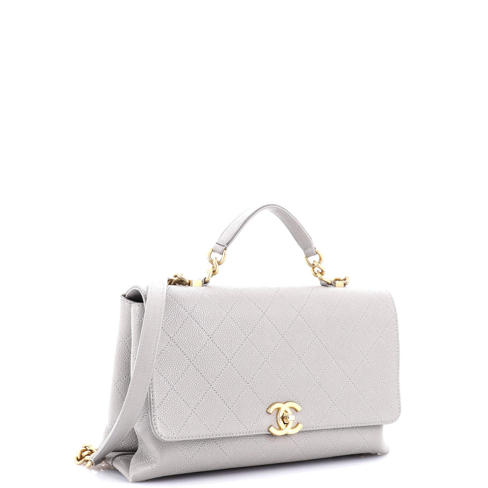 Chic Affinity Top Handle Bag Stitched Caviar Medium