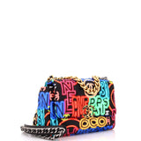 19 Flap Bag Quilted Graffiti Print Fabric Medium