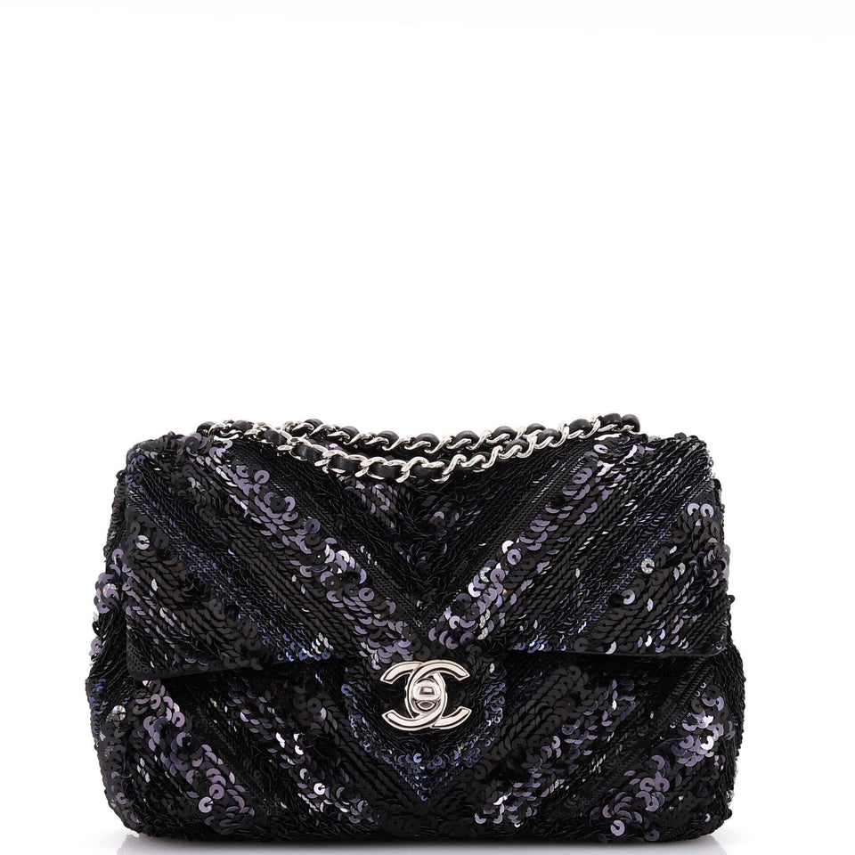 CC Flap Bag Chevron Sequins Mini