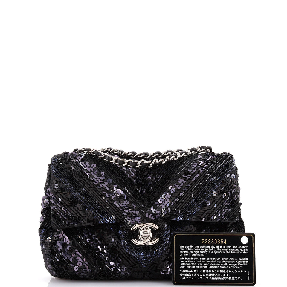 CC Flap Bag Chevron Sequins Mini
