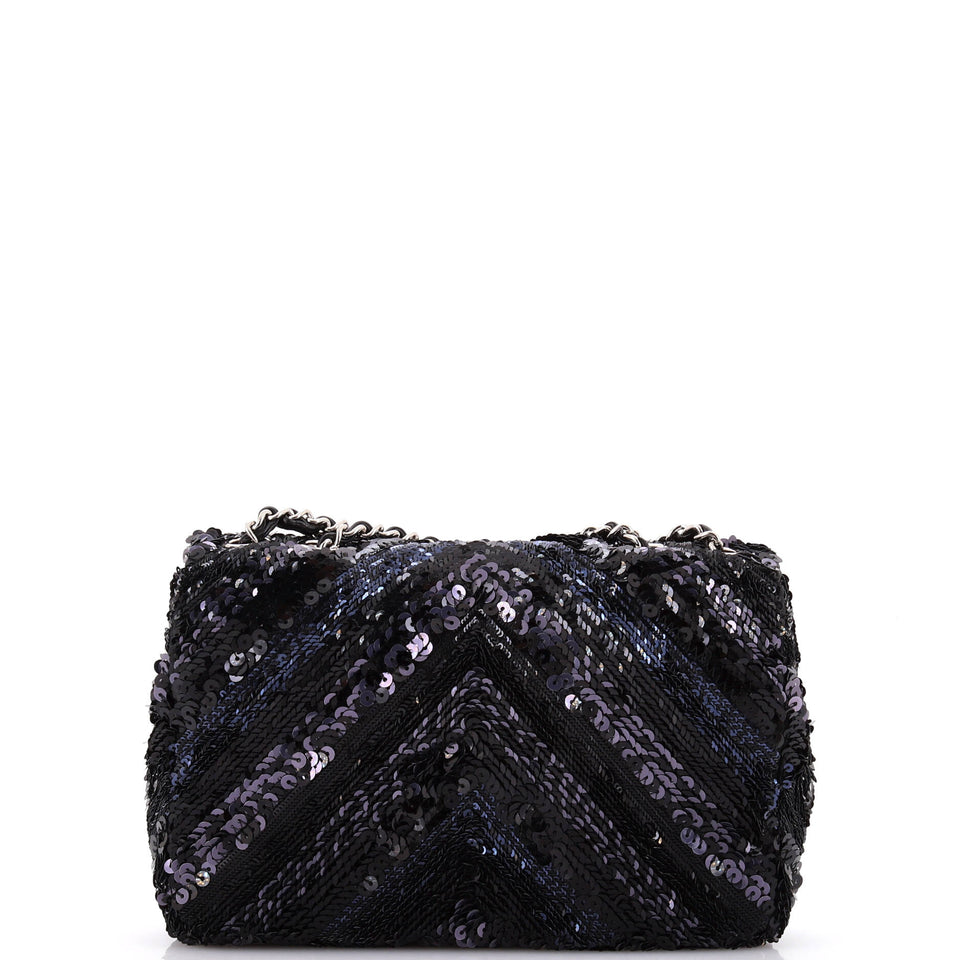CC Flap Bag Chevron Sequins Mini