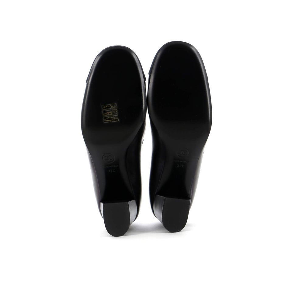 Women's CC Cap Toe Double Strap Mary Jane Pumps Leather with Grosgrain