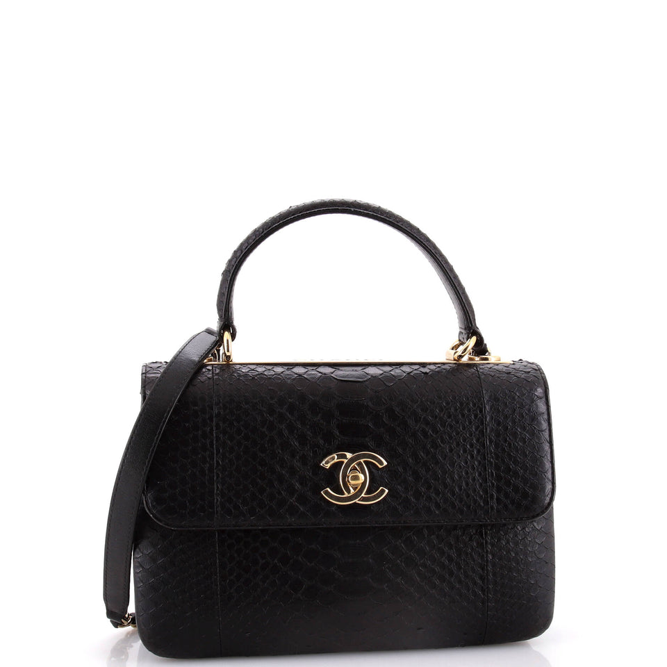 Trendy CC Top Handle Bag Python Small