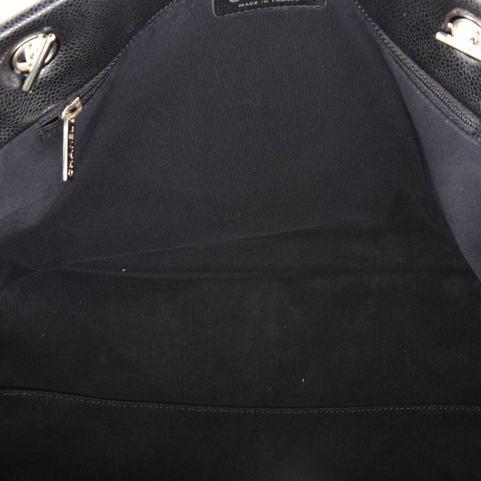 Timeless Front Zip Pocket Tote Soft Caviar Medium