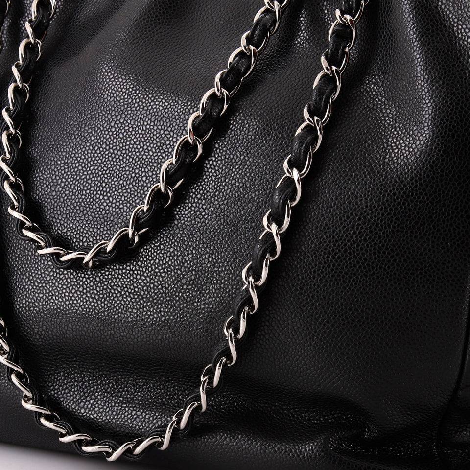 Timeless Front Zip Pocket Tote Soft Caviar Medium