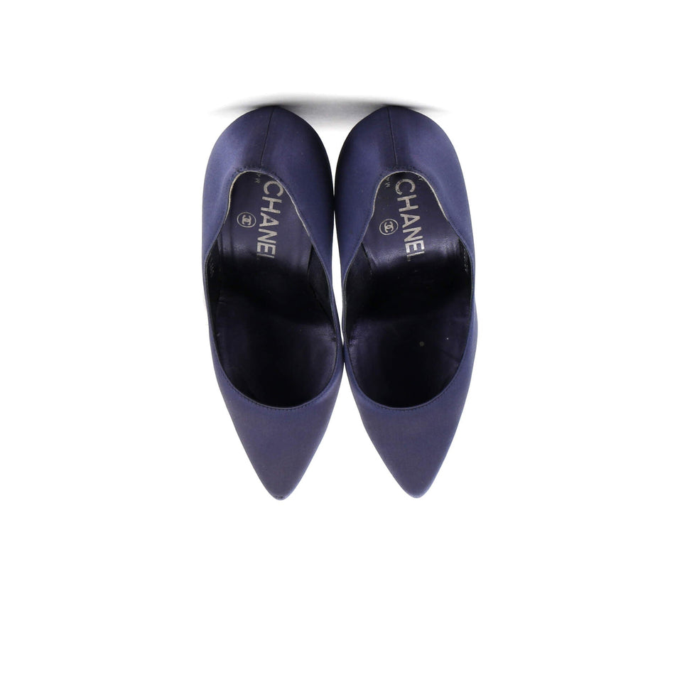 Women's Pointed Toe Pumps Satin and Lucite