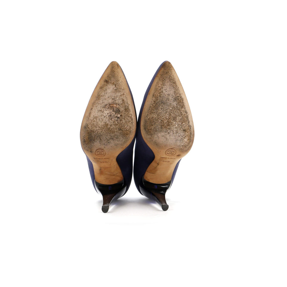 Women's Pointed Toe Pumps Satin and Lucite