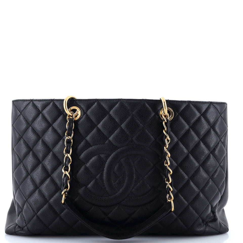 Grand Shopping Tote Quilted Caviar XL