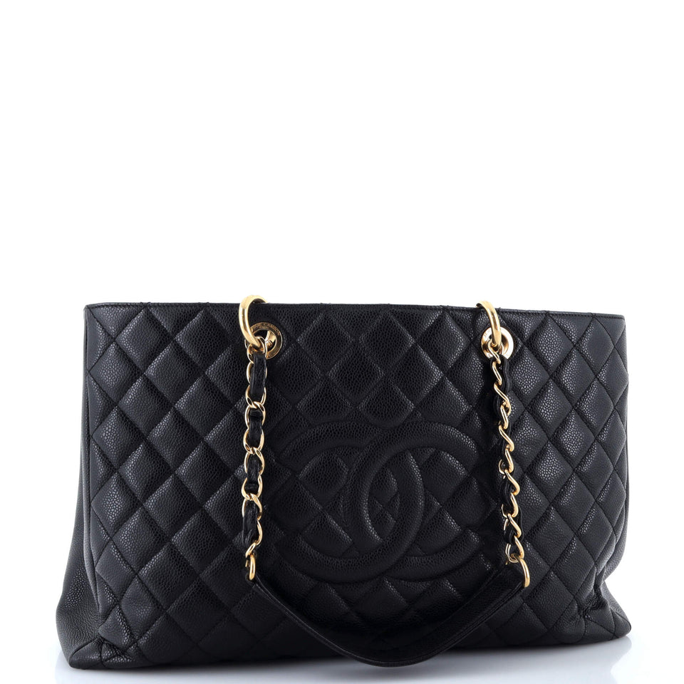 Grand Shopping Tote Quilted Caviar XL