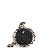 Frame Chain Around Round Clutch with Chain Quilted Lambskin Mini