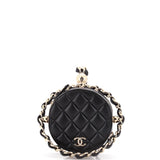 Frame Chain Around Round Clutch with Chain Quilted Lambskin Mini