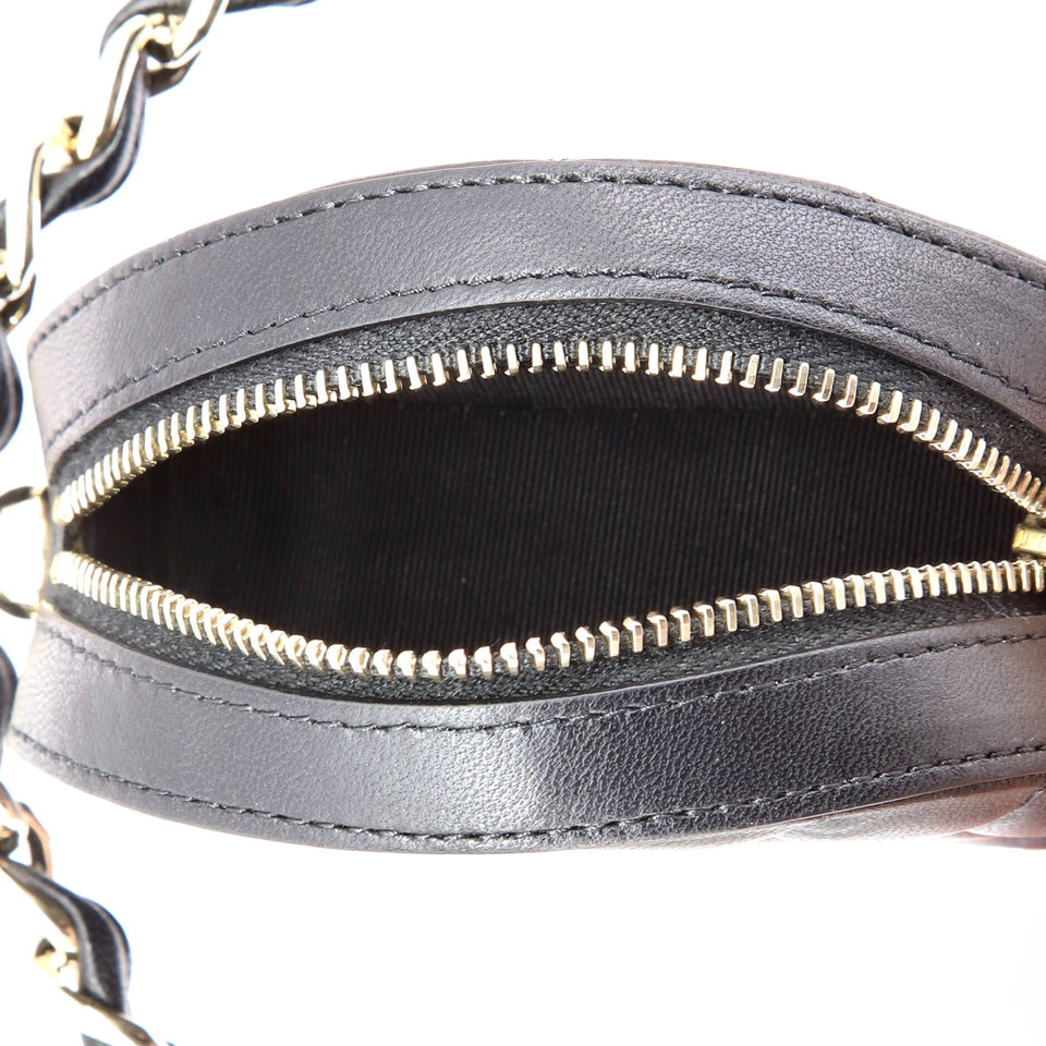 Frame Chain Around Round Clutch with Chain Quilted Lambskin Mini
