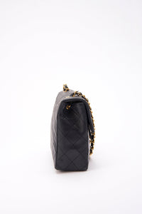 Chanel Vintage Black Small Square Classic Flap with 24k gold plated hardware