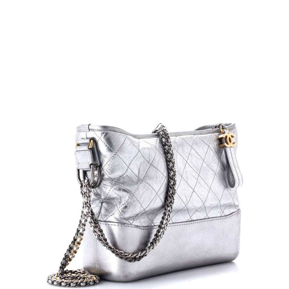 Gabrielle Hobo Quilted Metallic Aged Calfskin Medium