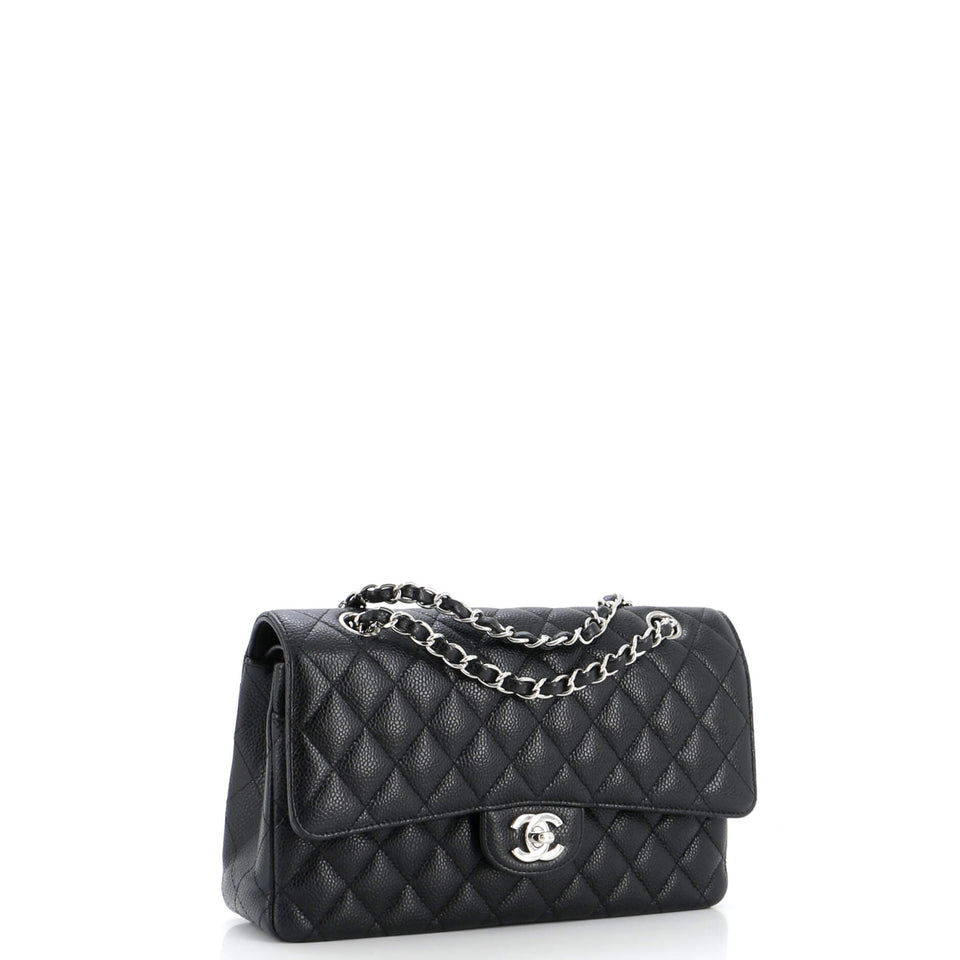 Classic Double Flap Bag Quilted Caviar Medium