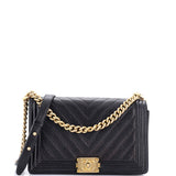 Boy Flap Bag Chevron Caviar New Medium