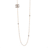CC Station Long Necklace Metal with Faux Pearls and Crystals