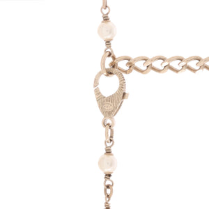 CC Station Long Necklace Metal with Faux Pearls and Crystals