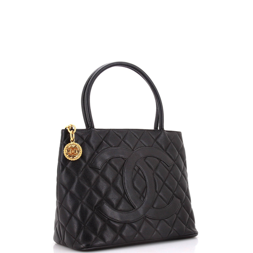 Medallion Tote Quilted Caviar