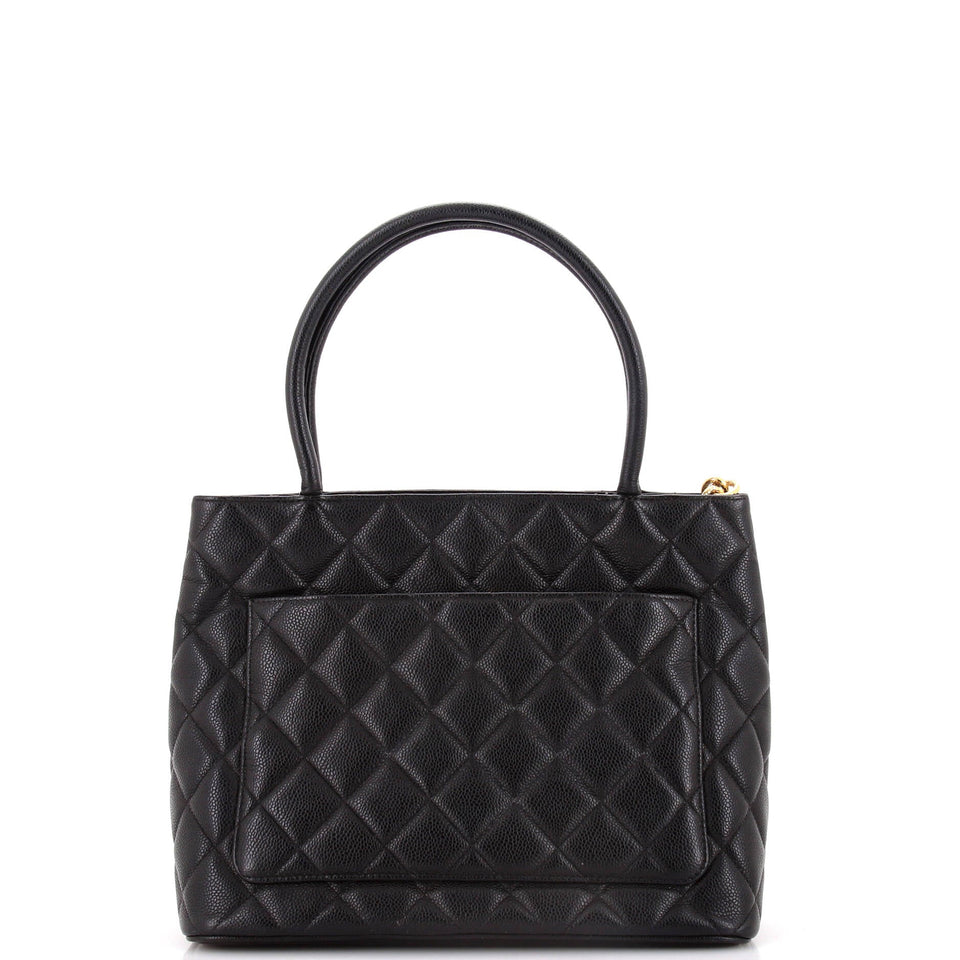 Medallion Tote Quilted Caviar