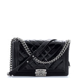 Boy Flap Bag Chevron Patent New Medium