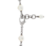 CC Station Long Necklace Metal with Faux Pearls and Crystals