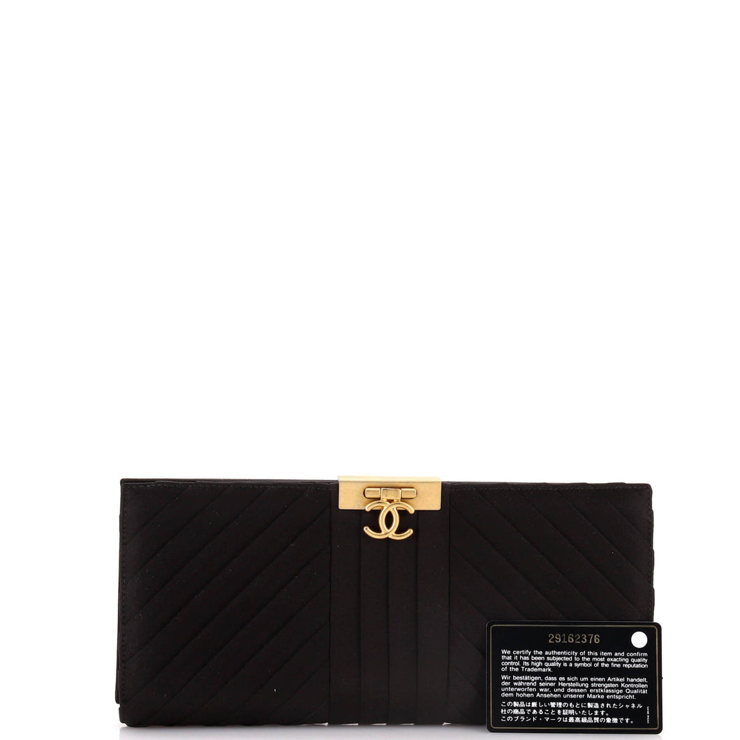 Chevron Pleated CC Flip Lock Flap Clutch Satin