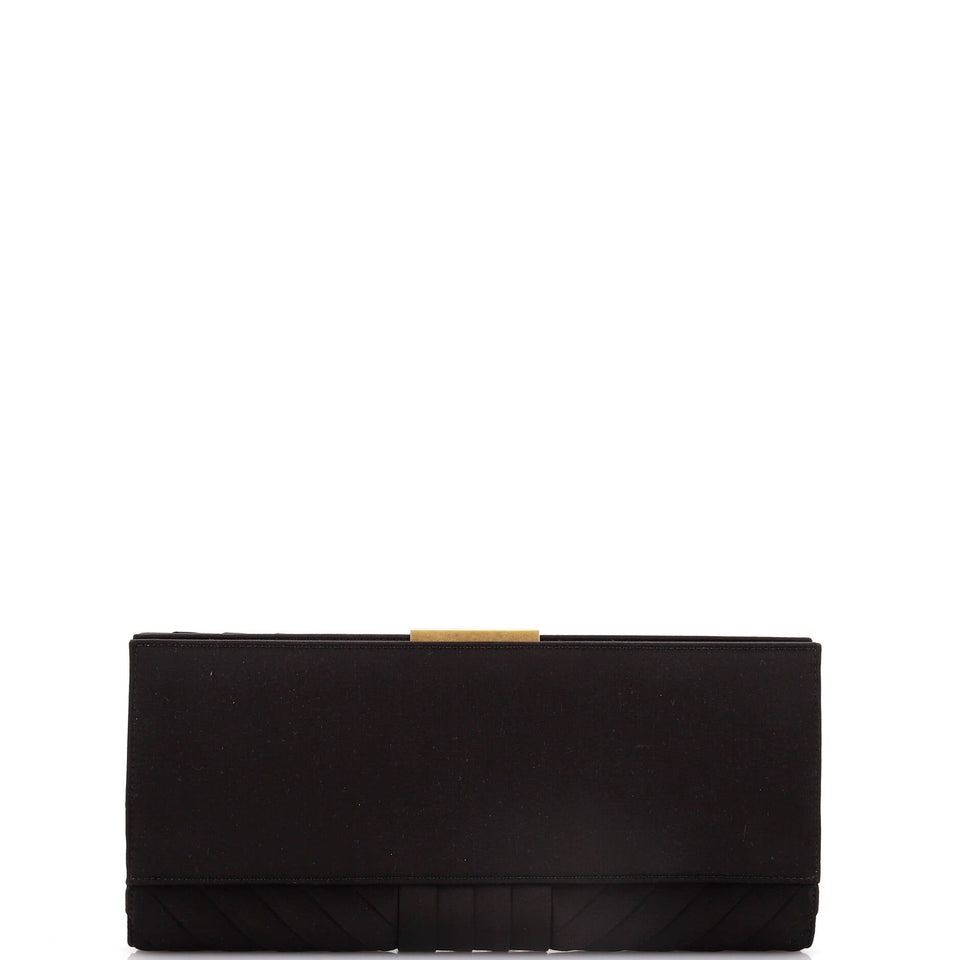 Chevron Pleated CC Flip Lock Flap Clutch Satin