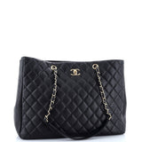 Classic CC Shopping Tote Quilted Caviar Large