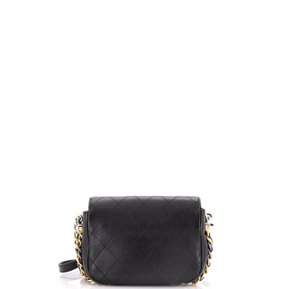 Two Tone Envelope Flap Bag Quilted Calfskin Small