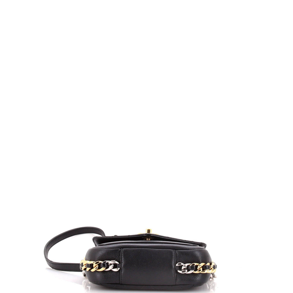 Two Tone Envelope Flap Bag Quilted Calfskin Small