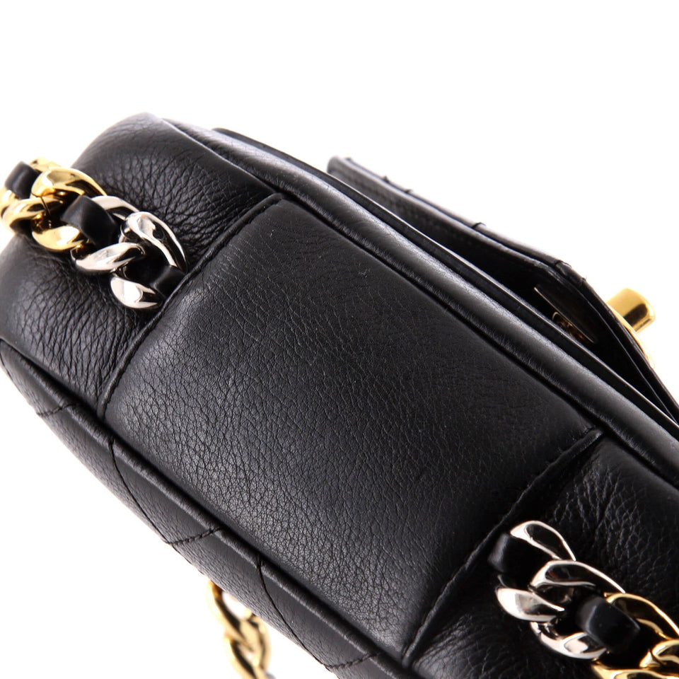 Two Tone Envelope Flap Bag Quilted Calfskin Small