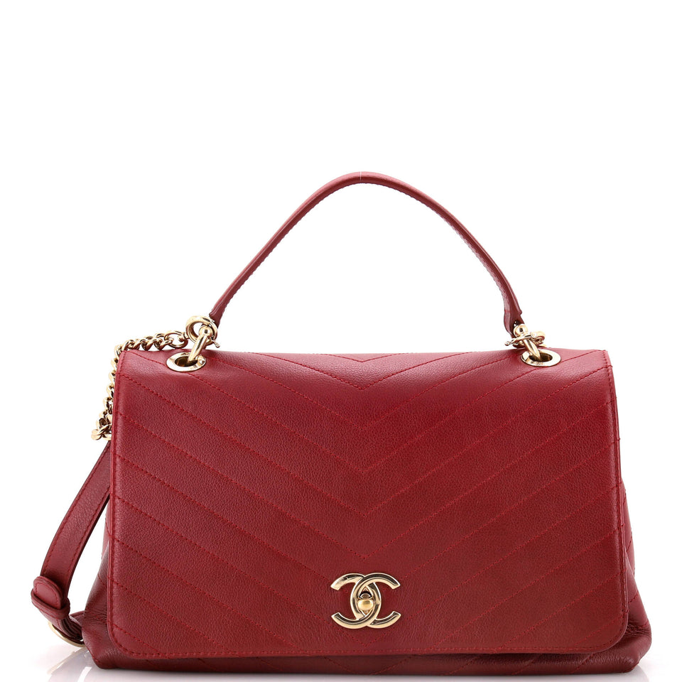 Chevron Chic Top Handle Bag Chevron Calfskin Medium