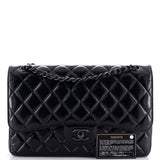 So Black Classic Double Flap Bag Quilted Shiny Crumpled Calfskin Jumbo