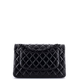 So Black Classic Double Flap Bag Quilted Shiny Crumpled Calfskin Jumbo