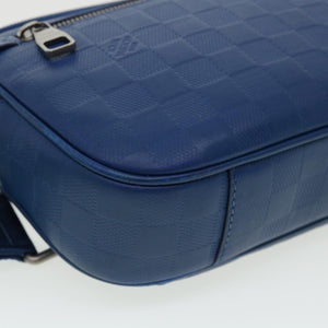 LOUIS VUITTON Damier Infini Ambreil Shoulder Bag Leather Blue N41354 LV 31997A